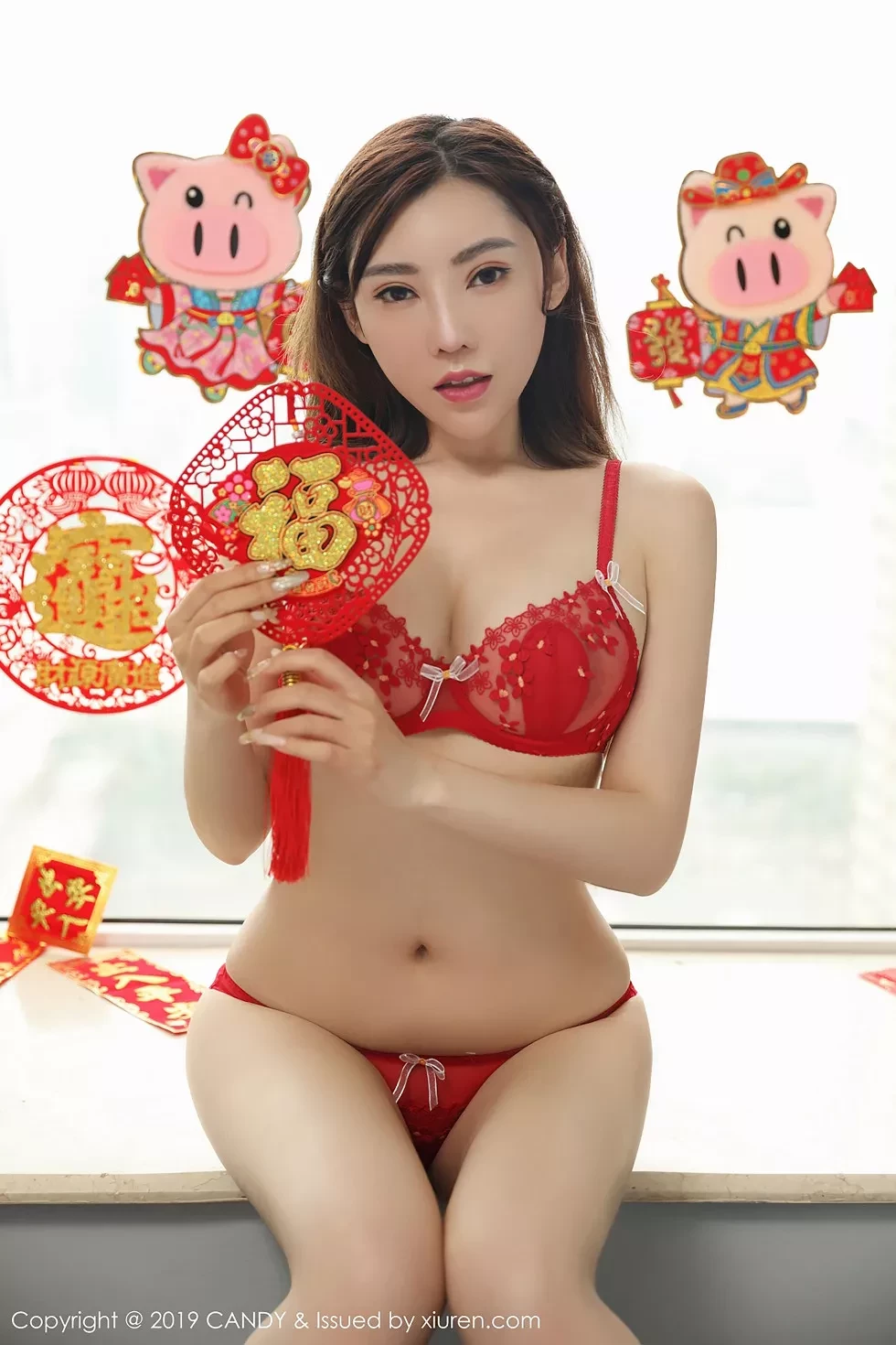 [Candy网红馆]Vol.070_嫩模萌汉药baby新春祝福性感红色内衣秀完美身材诱惑写真42P