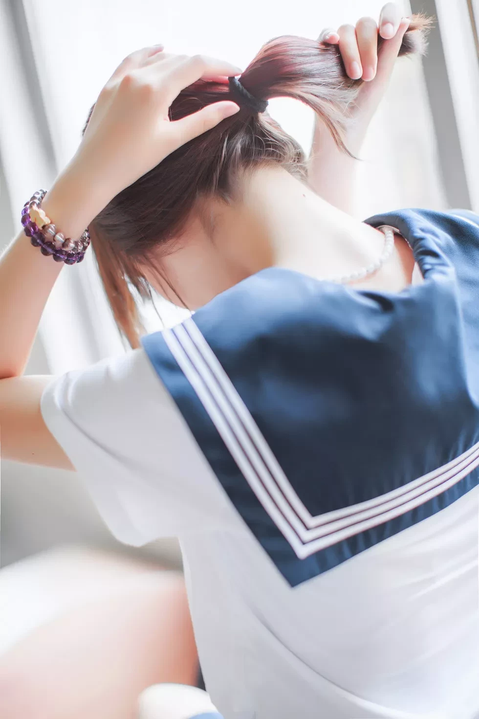 [Cosplay精选]COS美女疯猫ss同桌的水手服黑丝美腿性感写真41P