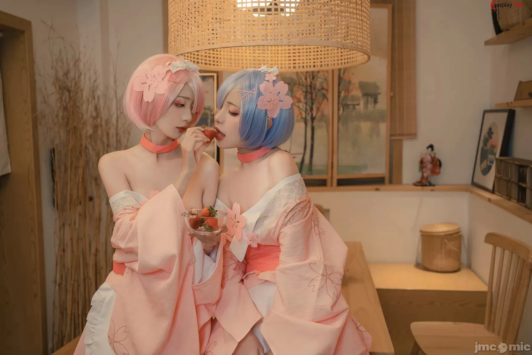 Nekokoyoshi [爆机少女喵小吉] and 金鱼Kinngyo cosplay Rem and Ram – ReZero – Part 2 [100P]