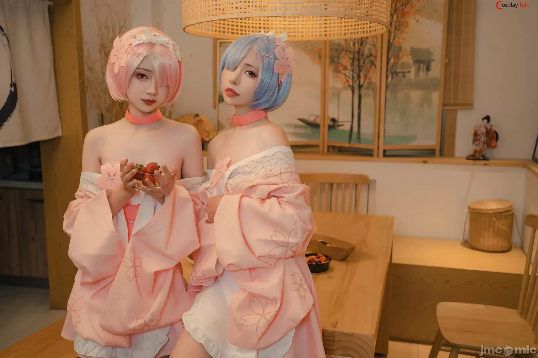 Nekokoyoshi [爆机少女喵小吉] and 金鱼Kinngyo cosplay Rem and Ram – ReZero – Part 2 [100P]