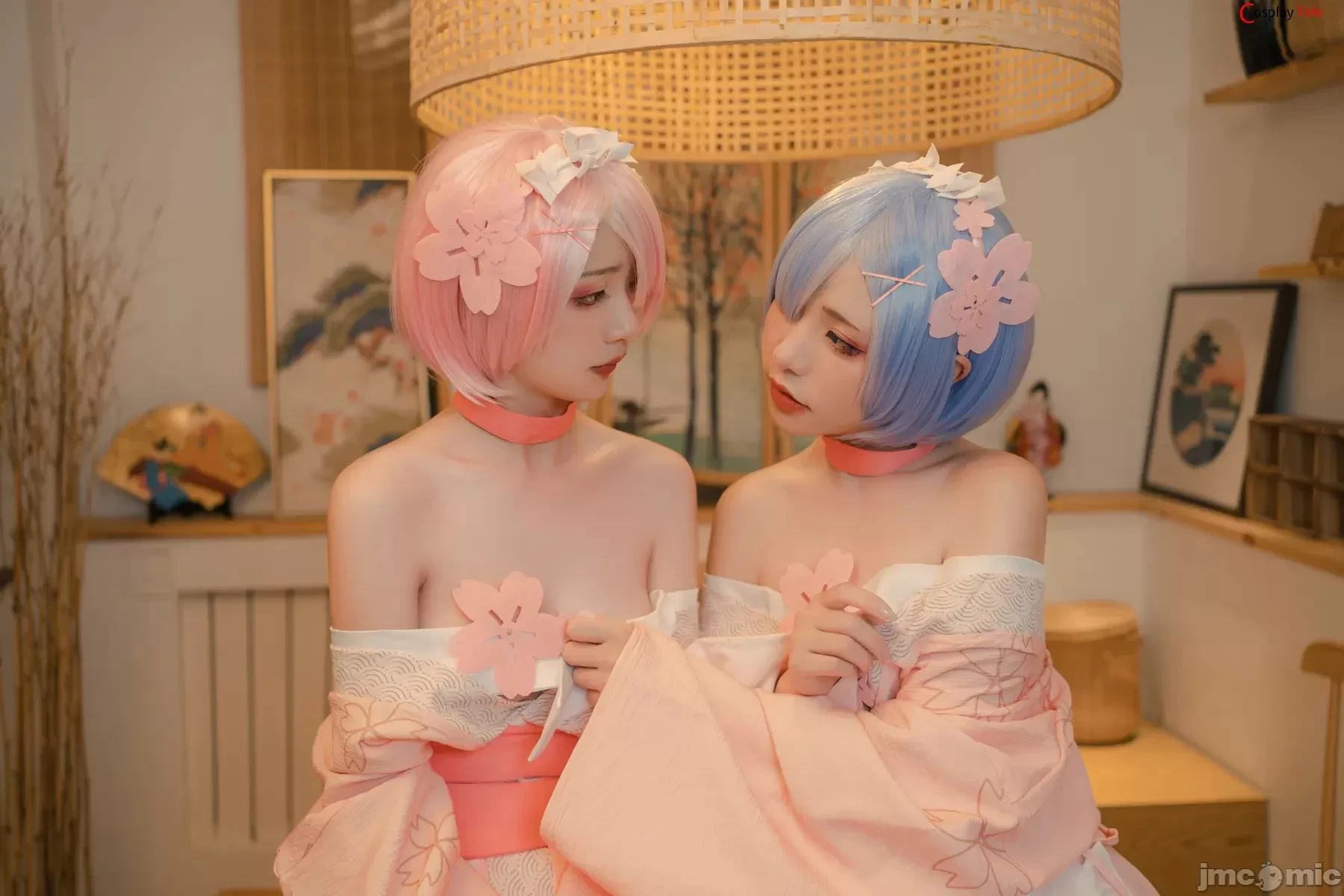 Nekokoyoshi [爆机少女喵小吉] and 金鱼Kinngyo cosplay Rem and Ram – ReZero – Part 2 [100P]