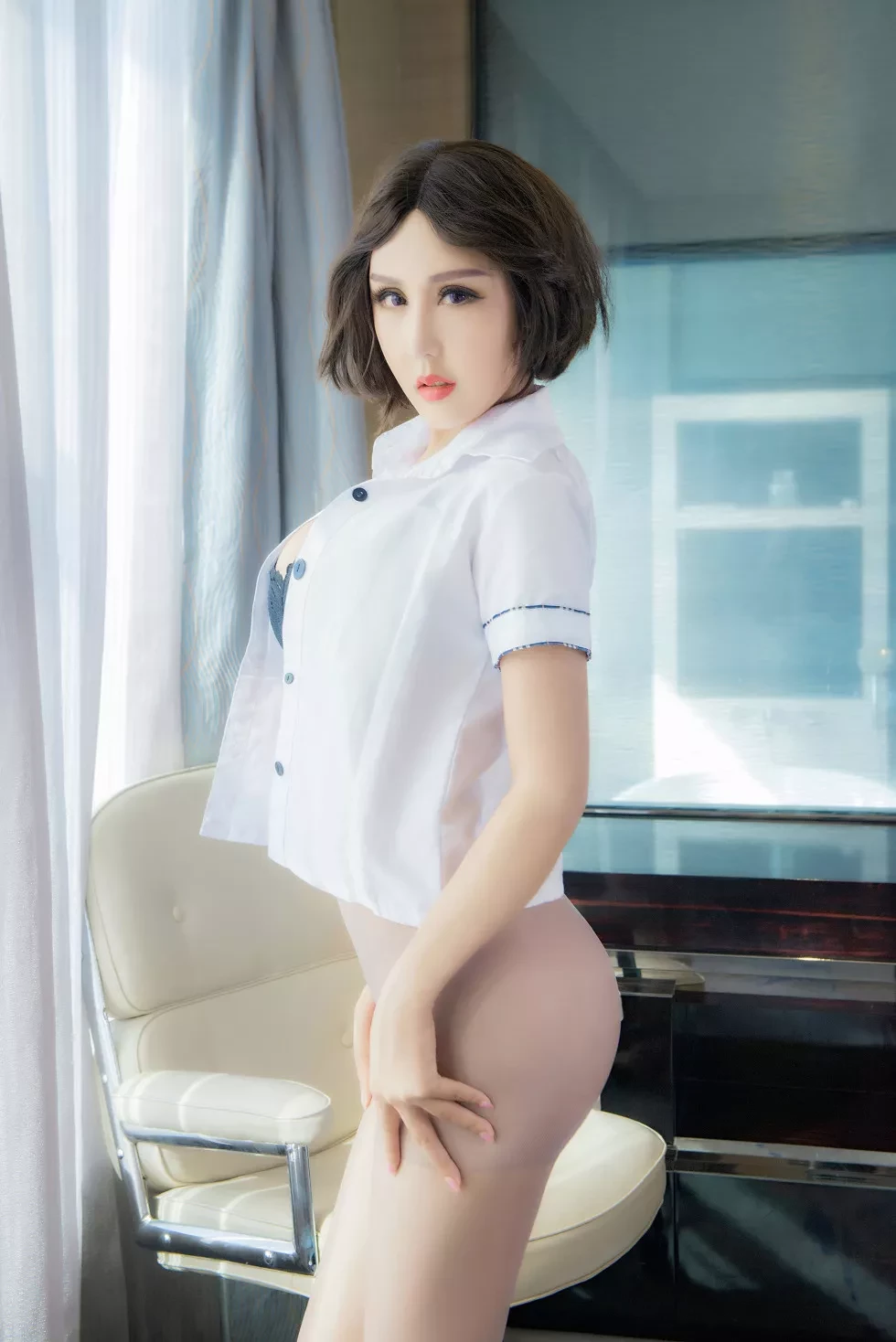 [SLADY猎女神]NO.011_G乳嫩模娜依灵儿真空露背毛衣 无内肉丝裤袜撩人诱惑写真54P