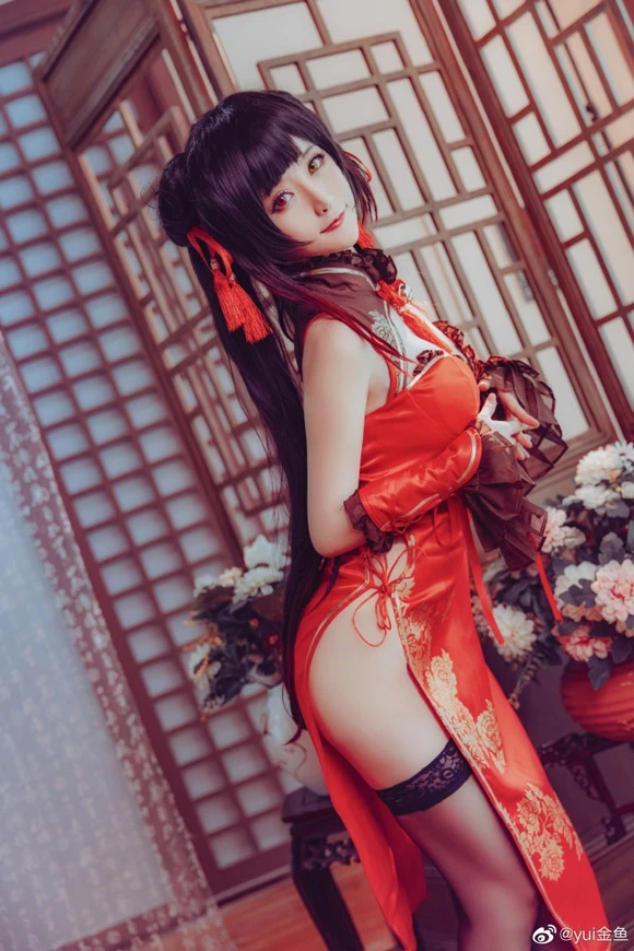 《約會大作戰》時崎狂三桃花旗袍Cosplay[CN：yui金魚] [9P]