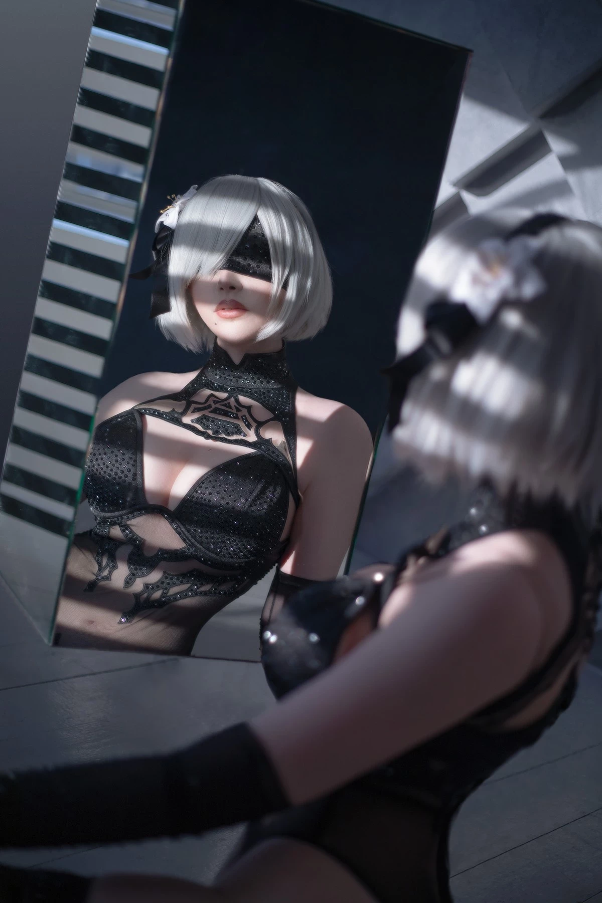 Cosplay Sayathefox 2B Black   White