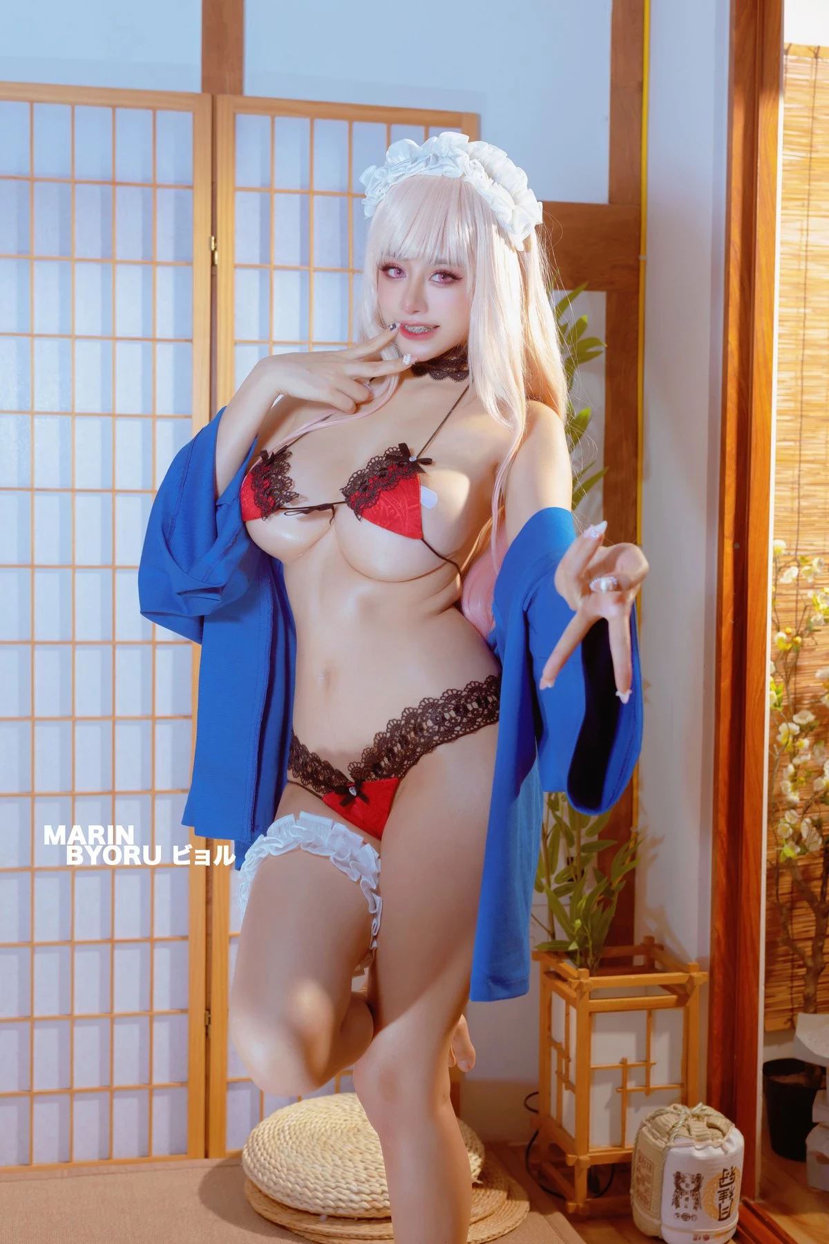 Cosplay 日本性感蘿莉Byoru Marin Red Lingerie