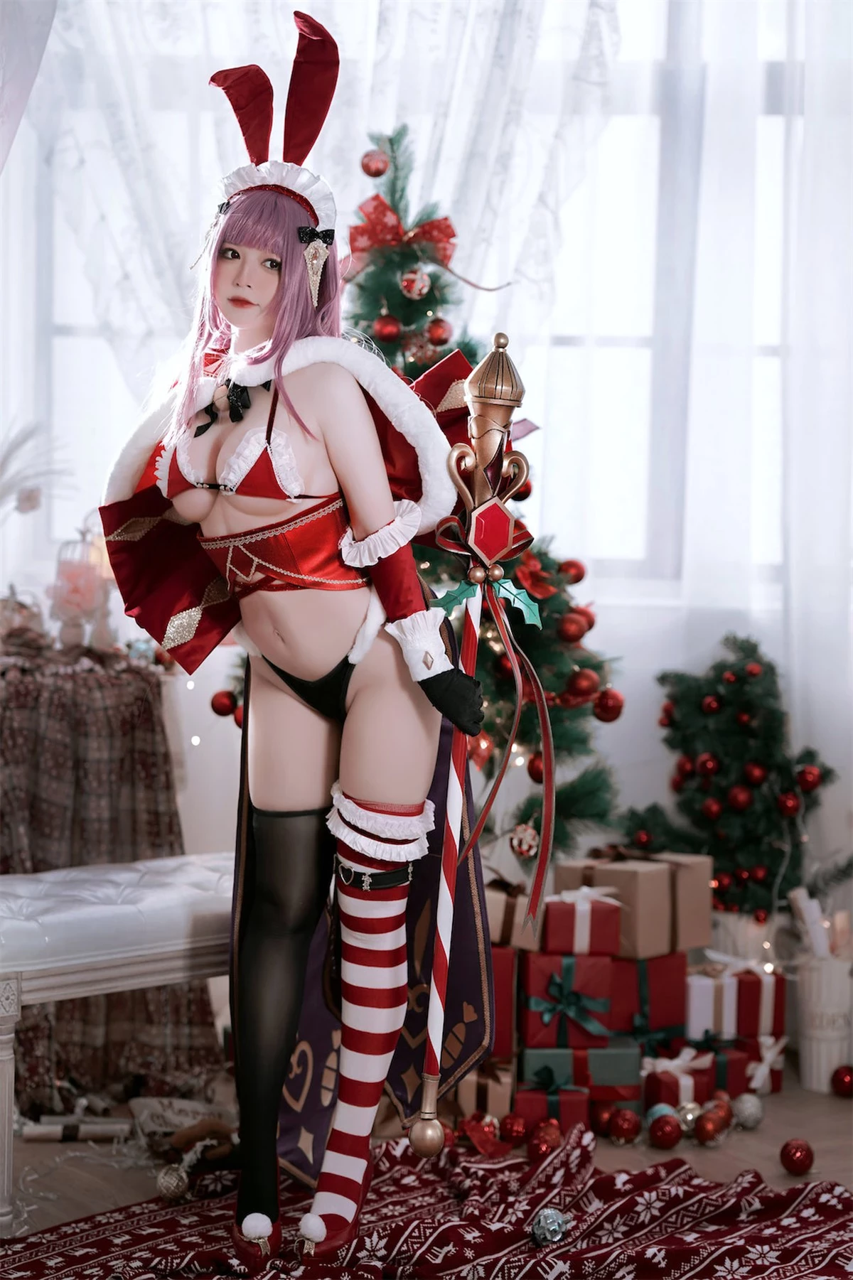 Cosplay 半半子 Christmas Bunny Aike