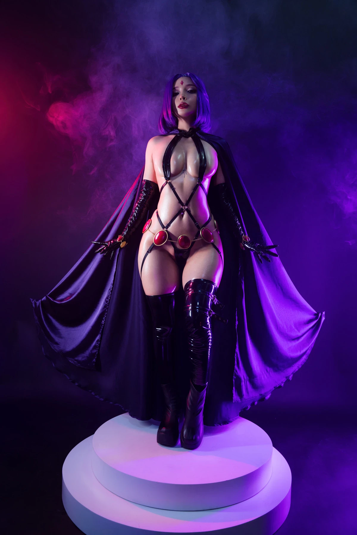 Cosplay Umeko.J Raven Latex Lingerie Set.01